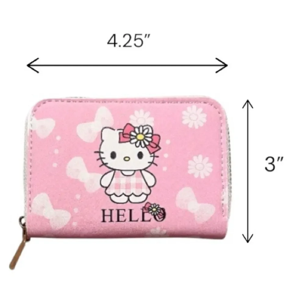 Hello Kitty Pink White Bow Zipper Wallet